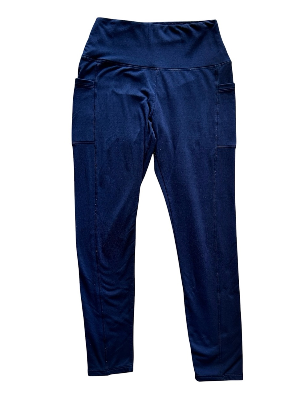 Women’s Navy Thermal Fleece Lined Leggings S/M High Waist Pocket Stretch